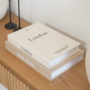 Faux Book Storage Box Set – Decorative Faux Books with Hidden Storage for Coffee Table Decor, Bookshelf or Mantle – Linen Decorative Boxes (Set of 2) – Aesthetic Book Decor for Home