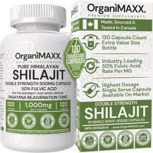 Shilajit 500mg 25:1 Extract 25,000mg (DHE) PER SINGLE CAPSULE 50% Fulvic Acid 120 Capsule Value Size Bottle Highest Potency Pure Himalayan Shilajit For Men & Women Fulvic Acid Supplement