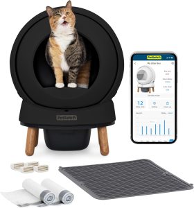 PetSafe ScoopFree SmartSpin Self-Cleaning Litter Box Bundle, Black – Odor Control – App Controlled – Up to 2 Weeks of Hands-Free Cleaning – Includes Litter Mat, 50 Waste Bin Liners, 4 Deodorizers