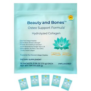 Beauty and Bones Collagen Peptides for Women, FORTIBONE 5 g + VERISOL 2.5 g Bone Health & Skin Elasticity Support, Hydrolyzed Types I & III, 30 Sachet Packs