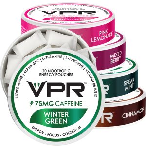 VPR 75MG Caffeine Nootropic Pouches | 20 Count Energy Pouches with Lion’s Mane, Alpha-GPC, Vitamin B6 & B12, L-Theanine, and L-Tyrosine | Naturally Flavored Focus Pouches with No Sugar (Variety Pack)