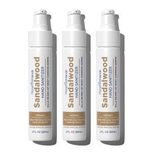 Sandalwood Lotion Hand Sanitizer | Travel Essential | TSA-Approved | Moisturizing Hand Lotion | Made with Aloe Vera & Essential Oils | Rich in Vitamin E | Cleanse & Moisturize | Travel Size | 3-Pack