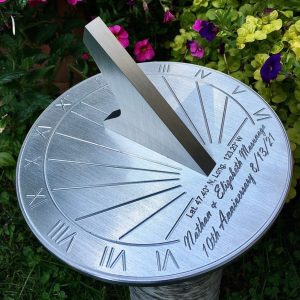 10 Year Anniversary Gift Sundial – Custom Engraved & Calibrated 10th Anniversary Gifts For Him Or Her – 10th Anniversary Gifts For Couple -10 Year Tin Anniversary Gifts Sundial