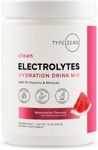 Type Zero Clean Electrolytes Hydration Powder Drink Mix + 14 Essential Vitamins & Minerals – Sugar Free, Zero Artificial Ingredients – Watermelon Flavor, 50 Servings