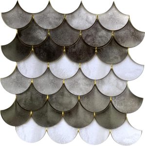 Main Street Peel and Stick Wall Tiles – Black and Grey Scales Design, 12″ x 12″, 8-Pack, Textured Plastic, Easy DIY Installation