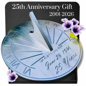 25 Year Anniversary Gifts Sundial – Engraved & Calibrated 25th Anniversary Gifts For Husband – 25th Wedding Anniversary Gifts For Couple – 25 Year Anniversary Gifts for Wife