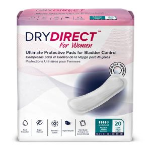 Dry Direct Ultimate Protective Incontinence Pads for Women – Daily Bladder Control & Postpartum Womens Incontinence Pads – Cotton-Like Cover, Made in Italy – Maximum (Pack of 20)