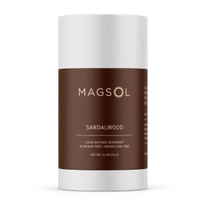 MAGSOL Magnesium Deodorant for Men, Aluminum Free, Baking Soda Free Natural Deodorant for Sensitive Skin, Long Lasting Odor Protection with Sweet Almond Oil, Sandalwood 2.6 oz