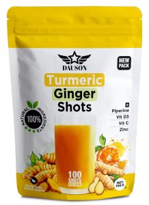 Turmeric Ginger Supplements with Piperine, Vitamin C, Vitamin D3 & Zinc | 100 Servings of Ginger Turmeric Shots for Joint, Heart, Brain, Gut & Skin Health | Ayurved | Powder