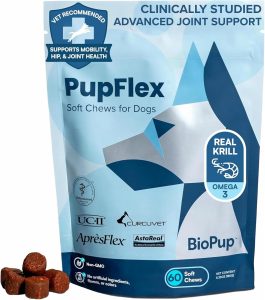 PupFlex+ Dog Joint Supplement – Chewable Hip & Joint Support with UC-II® Collagen, CurcuVET®, Krill Omega-3 – Arthritis Relief for Small, Medium, Large Dogs (60ct) – Vet Certified