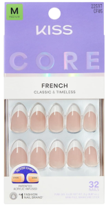 KISS CORE, Press On Nails, Nail glue included, ‘Curiosity’, White, Medium Size, Almond Shape, Includes 32 Nails, 2g Glue, 1 Manicure Stick, 1 Mini File
