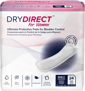Dry Direct Ultimate Protective Incontinence Pads for Women – Daily Bladder Control & Postpartum Womens Incontinence Pads – Cotton-Like Cover, Made in Italy – Moderate (Pack of 24)