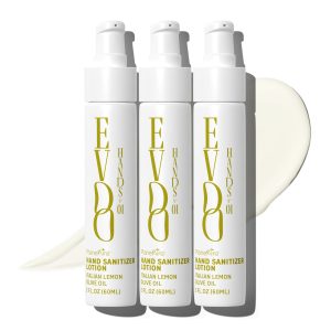 PlaneAire EVOO Skin | Lotion Hand Sanitizer | With Extra Virgin Olive Oil | Italian Lemon Essential Oil | Moisturize | Rich in Vitamin E | Travel Size (3-Pack)
