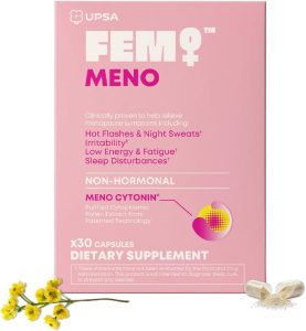 FEM Meno Menopause Supplements for Women – Non-Hormonal Menopause Relief for Hot Flashes & Night Sweats – Hormone Balance Support for Sleep, Mood & Energy – 30 Capsules