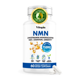 NMN 750mg Per Capsule – 99% Pure Nicotinamide Mononucleotide – Increased NAD+, Mitochondrial Function, Healthy Aging, Brain Health & Energy Support – 60 Capsules, Non GMO, Gluten Free Supplement
