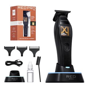 RED PRO X King Vector Motor Cordless Hair Trimmer Professional Barber Detail Beard Trimmer DLC Blade USB C 240 Min Gold Black