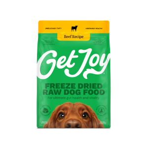 Get Joy Gut Health Fresh Freeze Dried Raw Meal, Beef Recipe, 32 Ounce Bag, Dog Food for Dogs of All Breeds and Life Stages, PhD Animal Nutritionist Formulated, USDA Beef, Made in USA