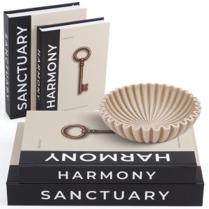 Modern Decorative Books with Storage (White) – Set of 2 Faux Linen Book Boxes with Aesthetic Covers – Enhance Your Coffee Table, Bookshelf Decor – Hidden Storage for Photos, Keepsakes, and Jewelry