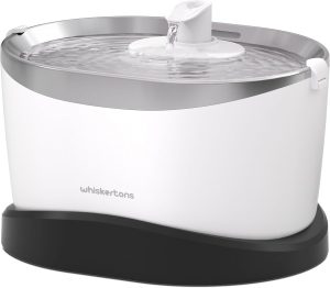 Whiskertons Wireless Cat Water Fountain, Cordless Battery Operated Pet Fountain, 3L/101oz EverMount Cat Fountain, Pet Water Fountains for Cats Indoor, Stainless Steel Tray, Easy to Clean, BPA-Free