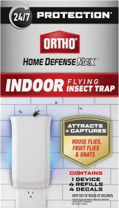Ortho Home Defense Max Indoor Flying Insect Trap – Light Sticky Trap for House Flies, Fruit Flies, and Gnats, 1 Plug-in and 4 Refills