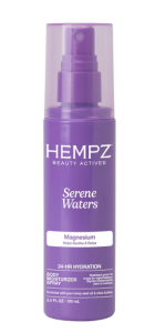Hempz Magnesium Body Spray, Serene Waters, Soothing and Hydrating Moisturizer Mist with Arnica, Travel Friendly, 3.4 fl.oz.