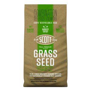 O.M. Scott and Sons Tall Fescue Blend Grass Seed, Fertilizer and Soil Improver, Naturally Crowds Out Weeds, Covers Up to 2,000 sq. ft., 8 lbs.