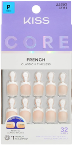 KISS CORE, Press On Nails, Nail glue included, ‘Perfection’, White, Petite Size, Squoval Shape, Includes 32 Nails, 2g Glue, 1 Manicure Stick, 1 Mini File