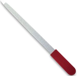 Professional Nail File Sapphire Ruby Red for Seniors & Adults – 6.7″ Stainless Steel, Double-Sided Metal File, Ergonomic Non-Slip Handle, for Natural, Gel, Acrylic Nails, Manicure & Pedicure Tool