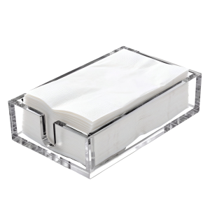 Clear Acrylic Guest Towel Holder & Napkin Holder for Bathroom, Thick Decorative Tray for Vanity, Kitchen and Dining Table, Guest Towels, Napkins, Parties and Entertaining