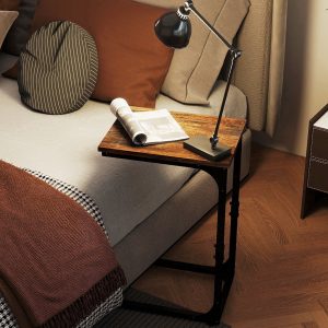 WALMART: Skandiquip C‑Shaped End Table, Slide‑Under Couch Side TV Tray Table for Living Room Bedroom, Single, Dark Brown