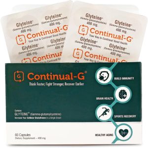 CONTINUAL – G Glyteine 400 mg Capsules | Cellular‑Enhancing Glutathione Supplement | Powerful Antioxidant Support | 30‑Day Supply (60 Capsules)