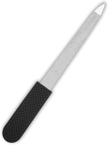 Professional Sapphire Black Nail File – Fine & Coarse, 5″ Stainless Steel, Double-Sided Metal File, Ergonomic Non-Slip Handle, for Natural, Gel, Acrylic Nails, Manicure & Pedicure Tool