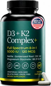 Vitamin D3 K2 5000 IU with Magnesium Glycinate & Zinc Citrate, 60 Capsules