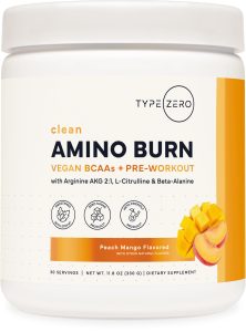 Type Zero Amino Burn (Peach Mango) 30 Servings, Clean Pre Workout