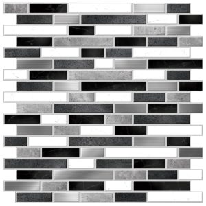 Main Street Peel & Stick Wallpaper Tiles, Black & White Marble, 24-Pack
