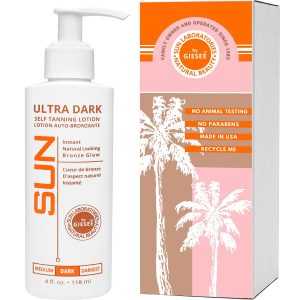 Sun Laboratories Ultra Dark Tinted Self Tanning Lotion for Body and Face – Instant Sunless Tan Golden Glow – Dark to Very Dark – Our Best Selling 4 oz Cream