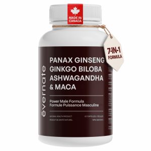 ALL-IN-ONE Maca 3000 mg and Ginkgo Biloba 6000 mg, Panax Ginseng 800mg, Tribulus 1000mg, Tongkat Ali, L-Arginine, and Ashwagandha– Natural Energy and Vitality Support – 2 Capsules per Serving, Made in Canada