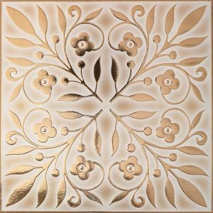 Main Street 24-Pack of 8 x 8″ Paper Tiles for Kitchen Backsplash Peel and Stick, Renter Friendly, Self Stick Paper Wall Tiles for Your Home and DIY Projects (White and Gold Leaves)